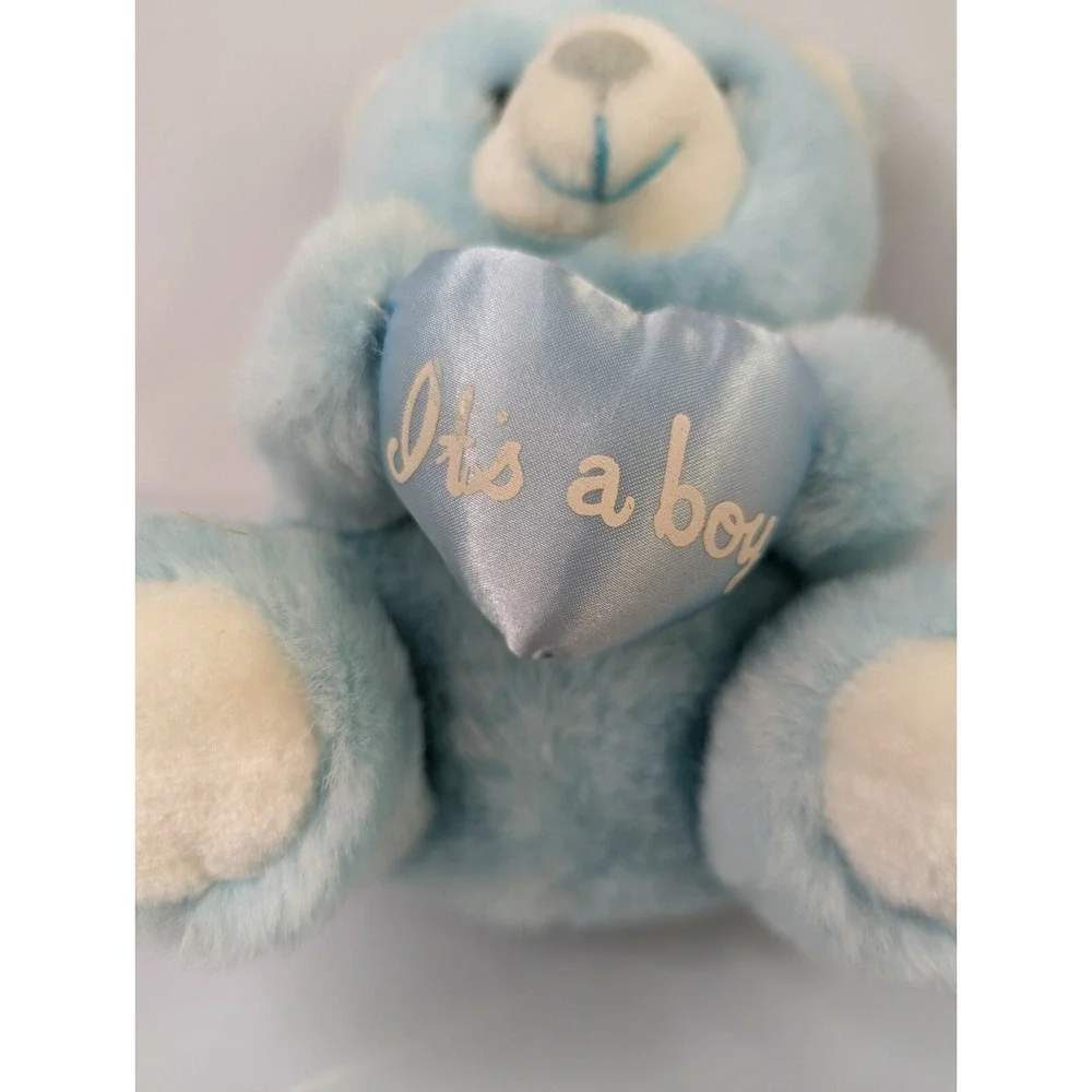 Fiesta America Wego Blue Bear Plush 8 I Its a Boy Heart‎ 1991 Stuffed Animal Toy